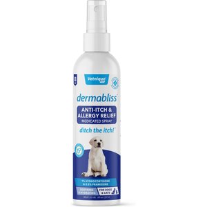 Vetnique Labs Dermabliss Hydrocortisone Anti-Itch & Allergy Relief Soothing & Hydrating Medicated Cortisone Dog & Cat Spray, 8-oz bottle