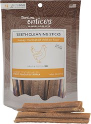 TropiClean Enticers Honey Marinated Chicken Flavor Dog Teeth Cleaning Sticks Dental Treat, 12 count