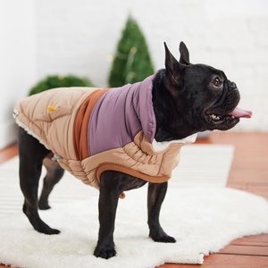 GF Pet Elasto-Fit Retro Dog Puffer Coat, Sand, XX-Small