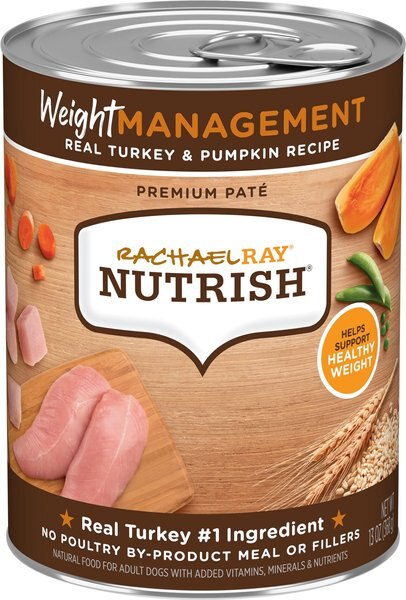 Rachael Ray Nutrish Weight Management Real Turkey & Pumpkin Wet Dog Food, 13-oz can, case of 12 slide 1 of 7