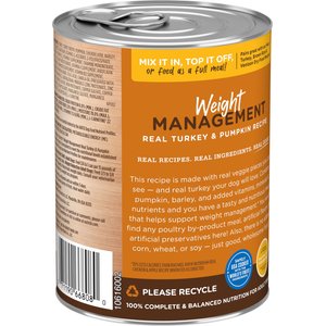 Rachael Ray Nutrish Weight Management Real Turkey & Pumpkin Wet Dog Food, 13-oz can, case of 12