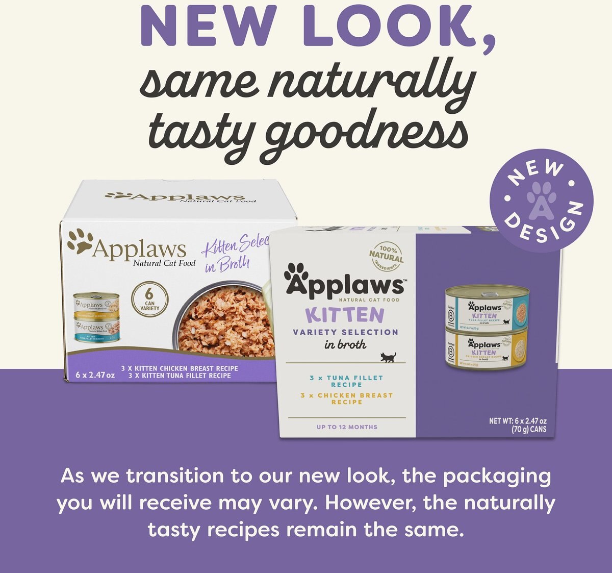 APPLAWS Kitten Variety Pack Wet Cat Food, 2.47oz, case of 6