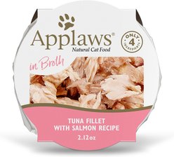Applaws Tuna Fillet with Salmon in Broth Wet Cat Food, 2.12-oz, case of 18