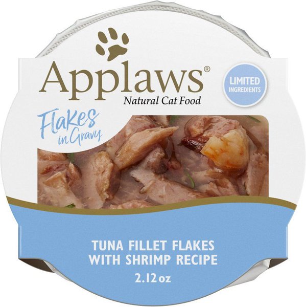 Applaws Tuna Flakes with Shrimp in Gravy Wet Cat Food, 2.12-oz, case of 18 slide 1 of 7