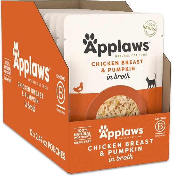 Applaws Chicken with Pumpkin Bits in Broth Wet Cat Food, 2.47-oz, case of 12 slide 1 of 7