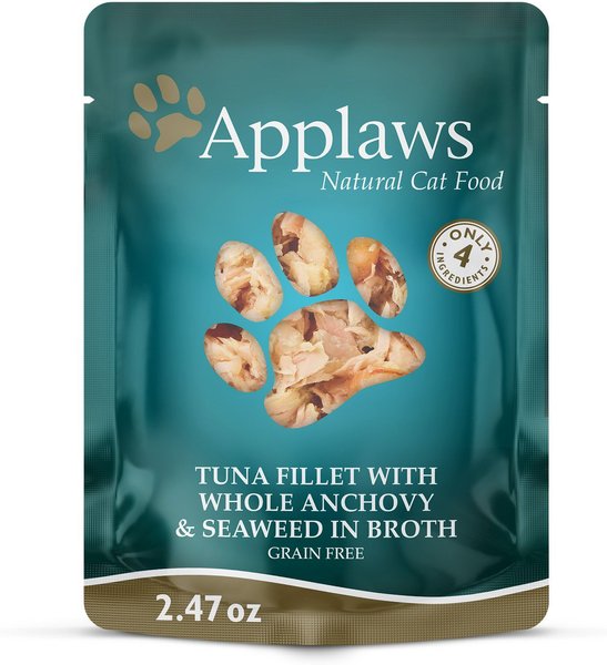 Applaws Tuna with Whole Anchovy & Seaweed Bits in Broth Wet Cat Food, 2.47-oz, case of 12 slide 1 of 7