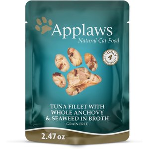 Applaws Tuna with Whole Anchovy & Seaweed Bits in Broth Wet Cat Food, 2.47-oz, case of 12