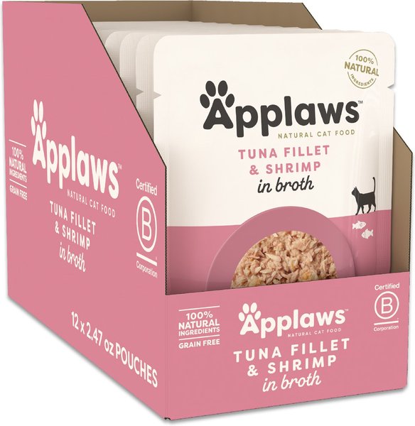 Applaws Tuna with Shrimp Bits in Broth Wet Cat Food, 2.47-oz, case of 12 slide 1 of 7