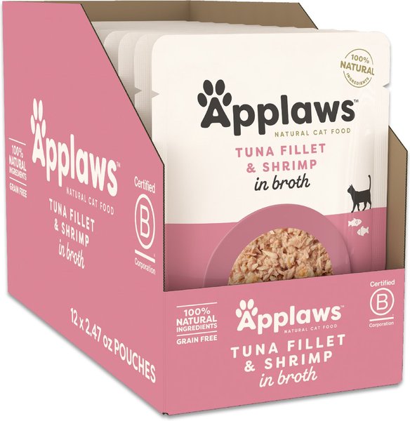 APPLAWS Tuna with Shrimp Bits in Broth Wet Cat Food 2.47 oz case