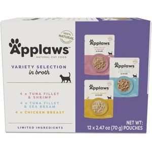 Applaws Broth Variety Pack Wet Cat Food, 2.47-oz, case of 12