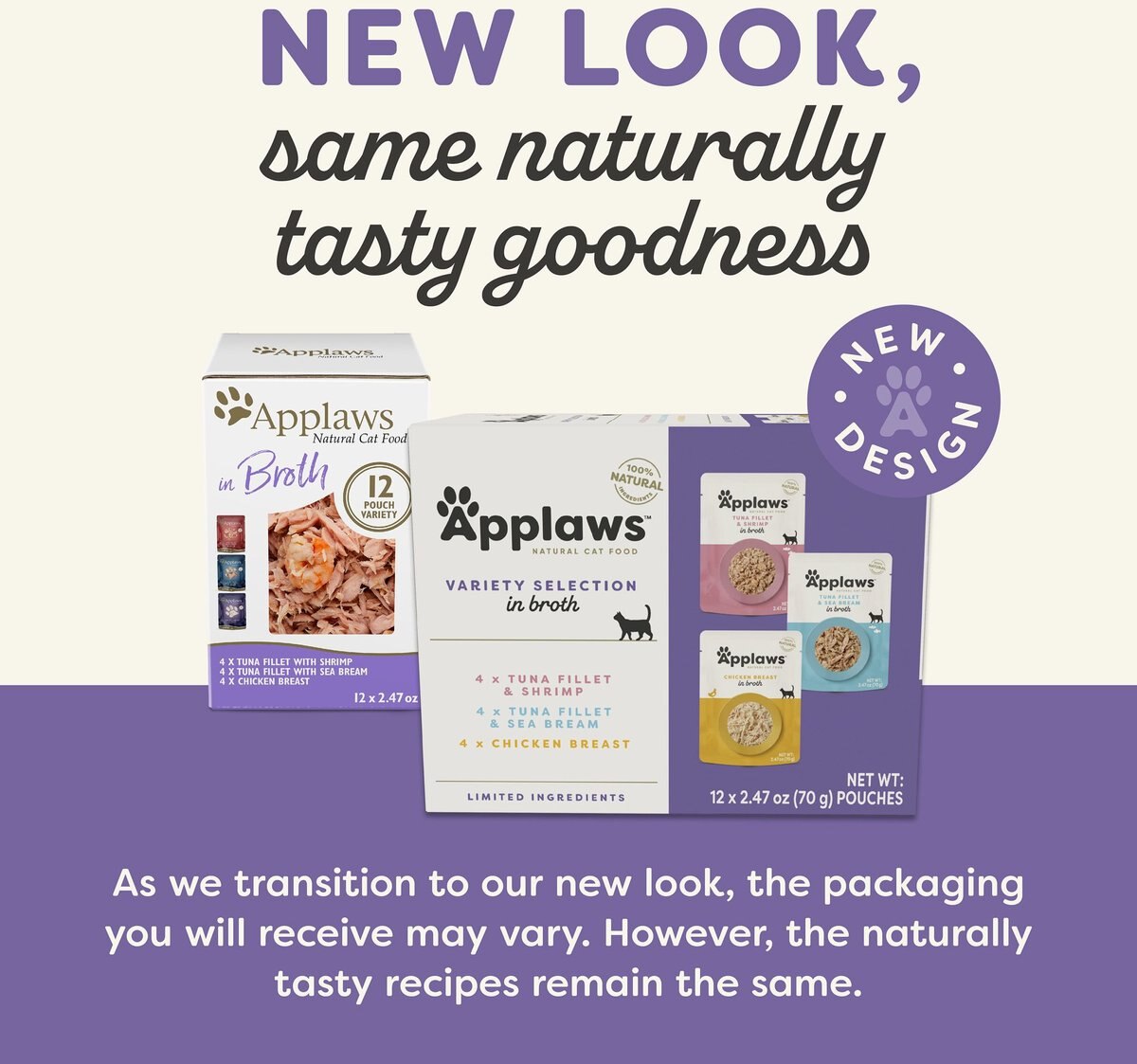 APPLAWS Broth Variety Pack Wet Cat Food, 2.47oz, case of 12