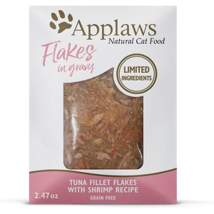 Applaws Tuna Flakes with Shrimp in Gravy Wet Cat Food, 2.47-oz, case of 12