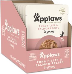 Applaws Tuna Flakes with Sockeye Salmon in Gravy Wet Cat Food, 2.47-oz, case of 12