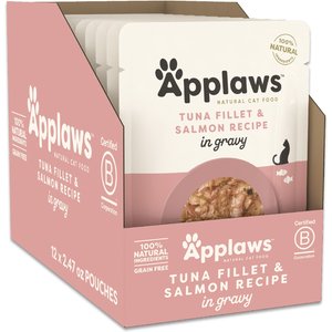 Applaws Grilled Tilapia Flakes with Sockeye Salmon in Gravy Wet Cat Food, 2.12-oz, case of 18