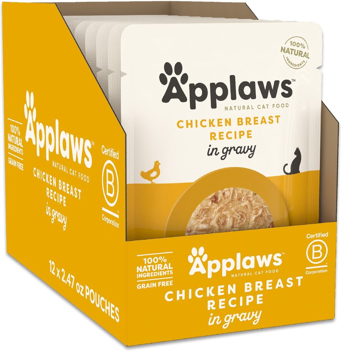Applaws Chicken Flakes in Gravy Wet Cat Food, 2.47-oz, case of 12