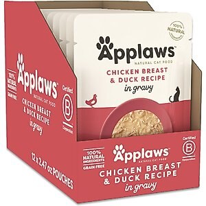 Applaws Chicken with Duck Flakes in Gravy Wet Cat Food, 2.47-oz, case of 12