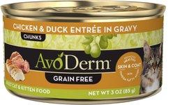 AvoDerm Natural Grain-Free Chicken & Duck Entree in Gravy Canned Cat Food, 3-oz, case of 24