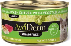 AvoDerm Natural Grain-Free Tuna & Chicken Entree with Vegetables Canned Cat Food, 3-oz, case of 24