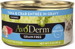 AvoDerm Natural Grain-Free Tuna & Crab Entree in Gravy Canned Cat Food, 3-oz, case of 24