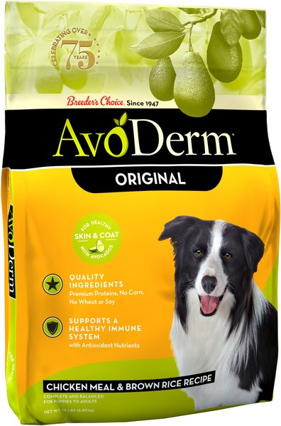 AvoDerm Original Chicken Meal & Brown Rice Recipe Adult Dry Dog Food, 15-lb bag slide 1 of 6