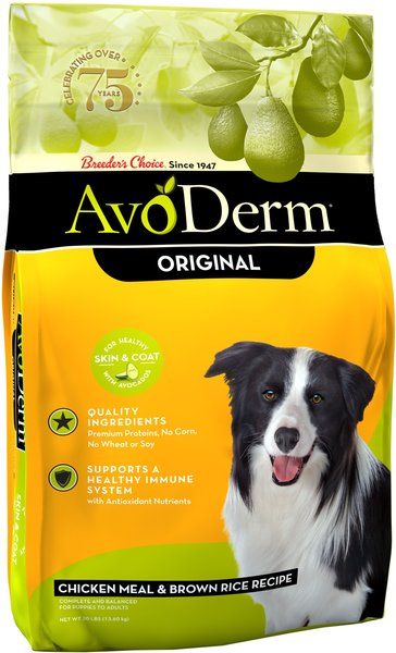 AvoDerm Original Chicken Meal & Brown Rice Recipe Adult Dry Dog Food, 30-lb bag slide 1 of 6