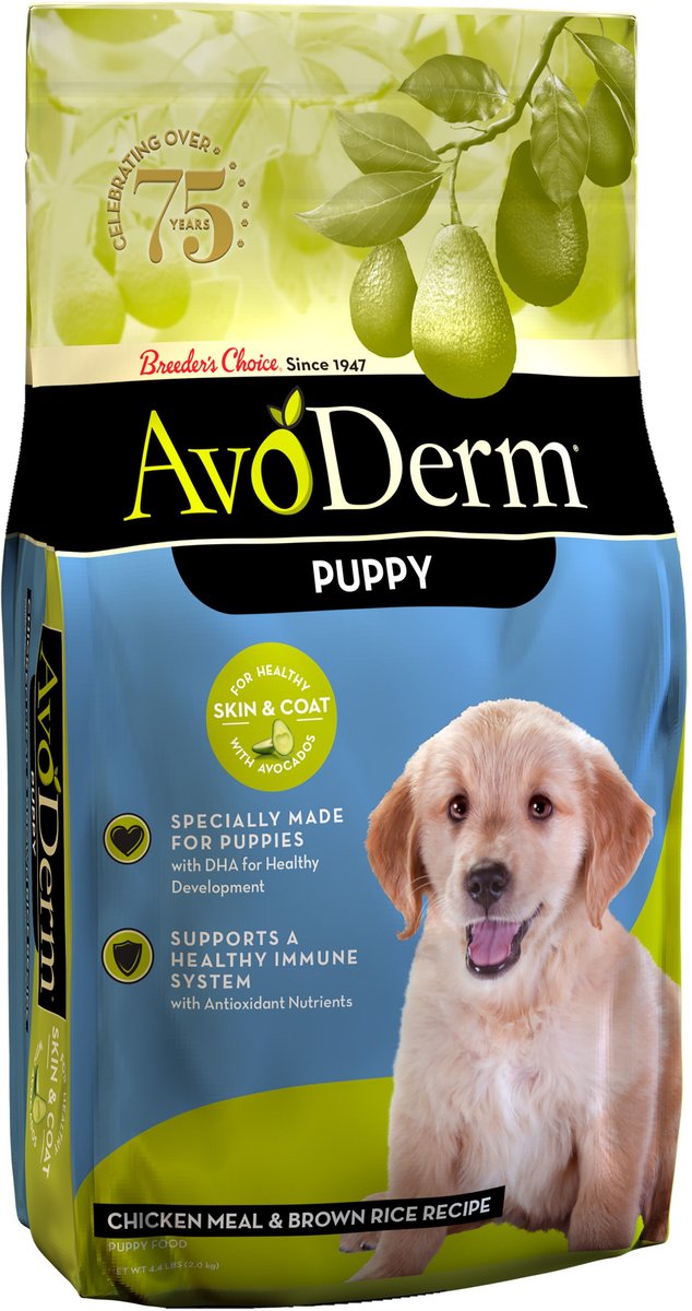 AVODERM Natural Puppy Chicken Meal & Brown Rice Dry Dog Food, 4.4lb bag