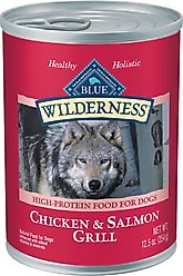 Blue Buffalo Wilderness Salmon & Chicken Grill Grain-Free Canned Dog Food, 12.5-oz, case of 12