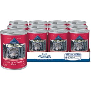 Blue Buffalo Wilderness Salmon & Chicken Grill Grain-Free Canned Dog Food, 12.5-oz, case of 12