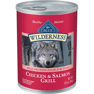 Blue Buffalo Wilderness Salmon & Chicken High-Protein Grain-Free Adult Canned Dog Food, 12.5-oz, case of 12