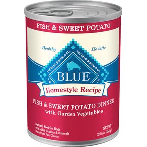 Blue Buffalo Homestyle Recipe Fish & Sweet Potato Dinner with Garden Vegetables Canned Dog Food, 12.5-oz, case of 12