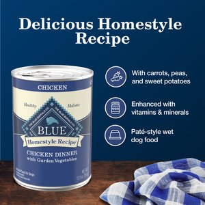 Blue Buffalo Homestyle Recipe Chicken Dinner with Garden Vegetables & Brown Rice Canned Dog Food, 12.5-oz, case of 12