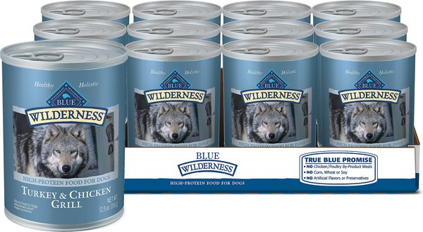 Blue Buffalo Wilderness Turkey & Chicken Grill Grain-Free Canned Dog Food, 12.5-oz, case of 12 slide 1 of 9