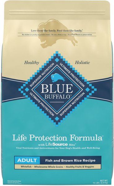 Blue Buffalo Life Protection Formula Adult Fish & Brown Rice Recipe Dry Dog Food, 15-lb bag slide 1 of 10