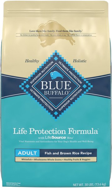 Blue Buffalo Life Protection Formula Adult Fish & Brown Rice Recipe Dry Dog Food, 30-lb bag slide 1 of 10