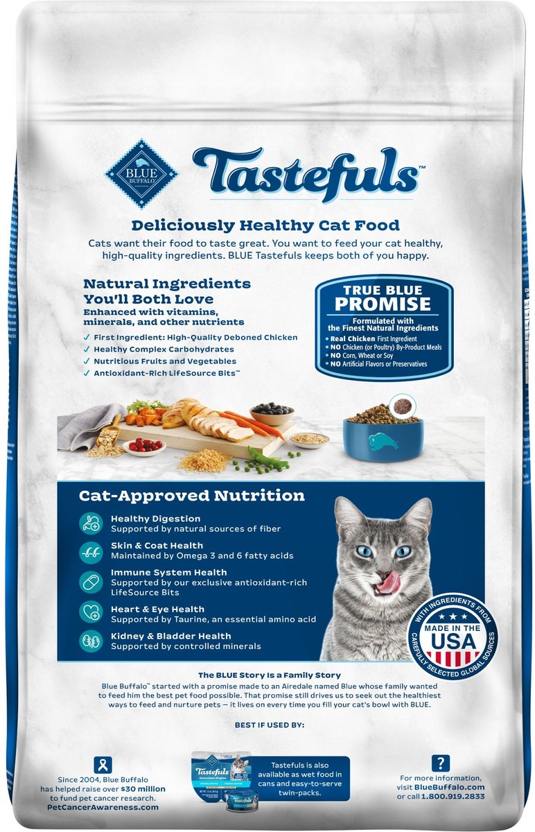 BLUE BUFFALO Tastefuls Active Natural Chicken Adult Dry Cat Food, 15lb