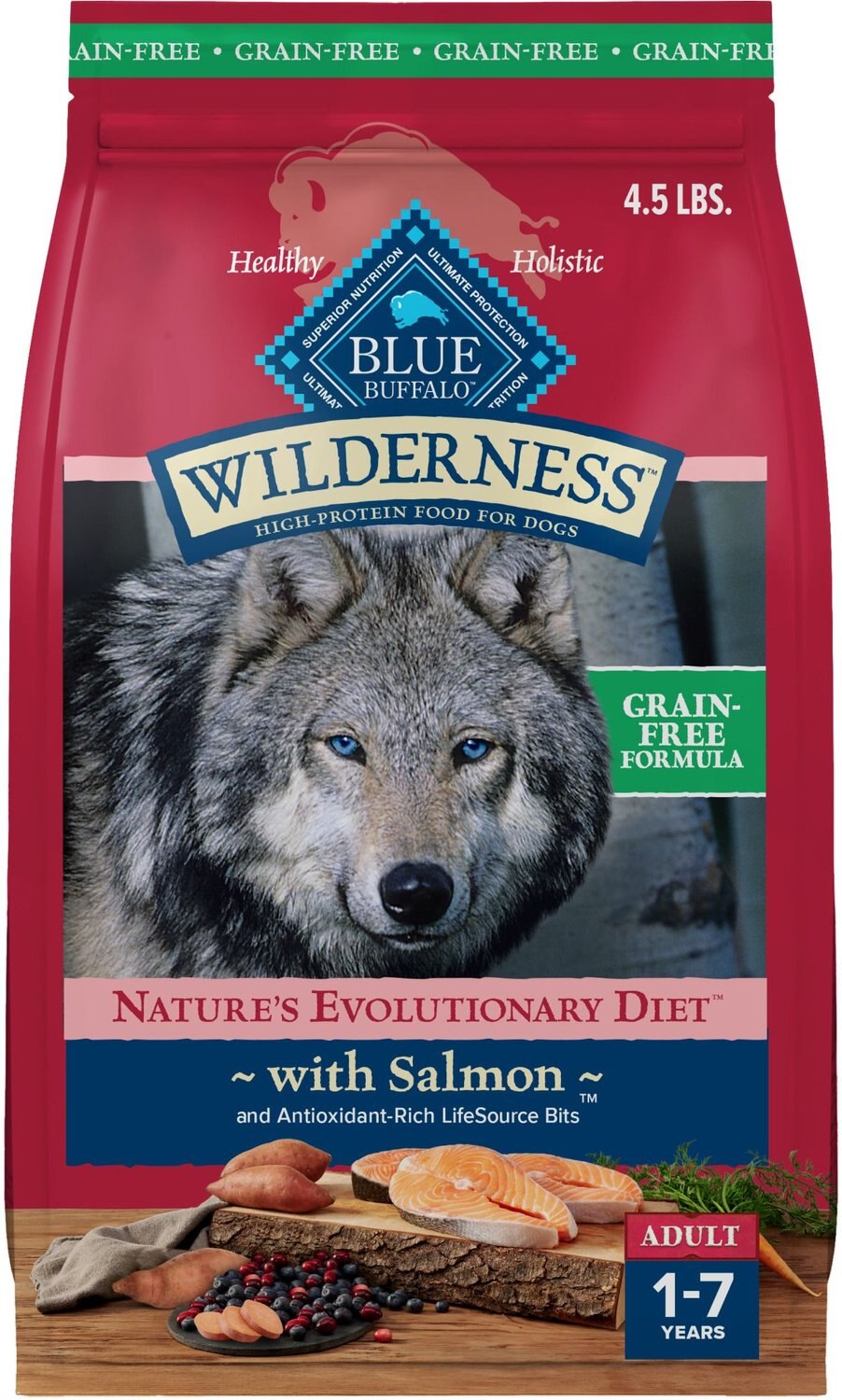 BLUE BUFFALO Wilderness Salmon Recipe Grain-Free Dry Dog Food, 4.5-lb bag -  Chewy.com