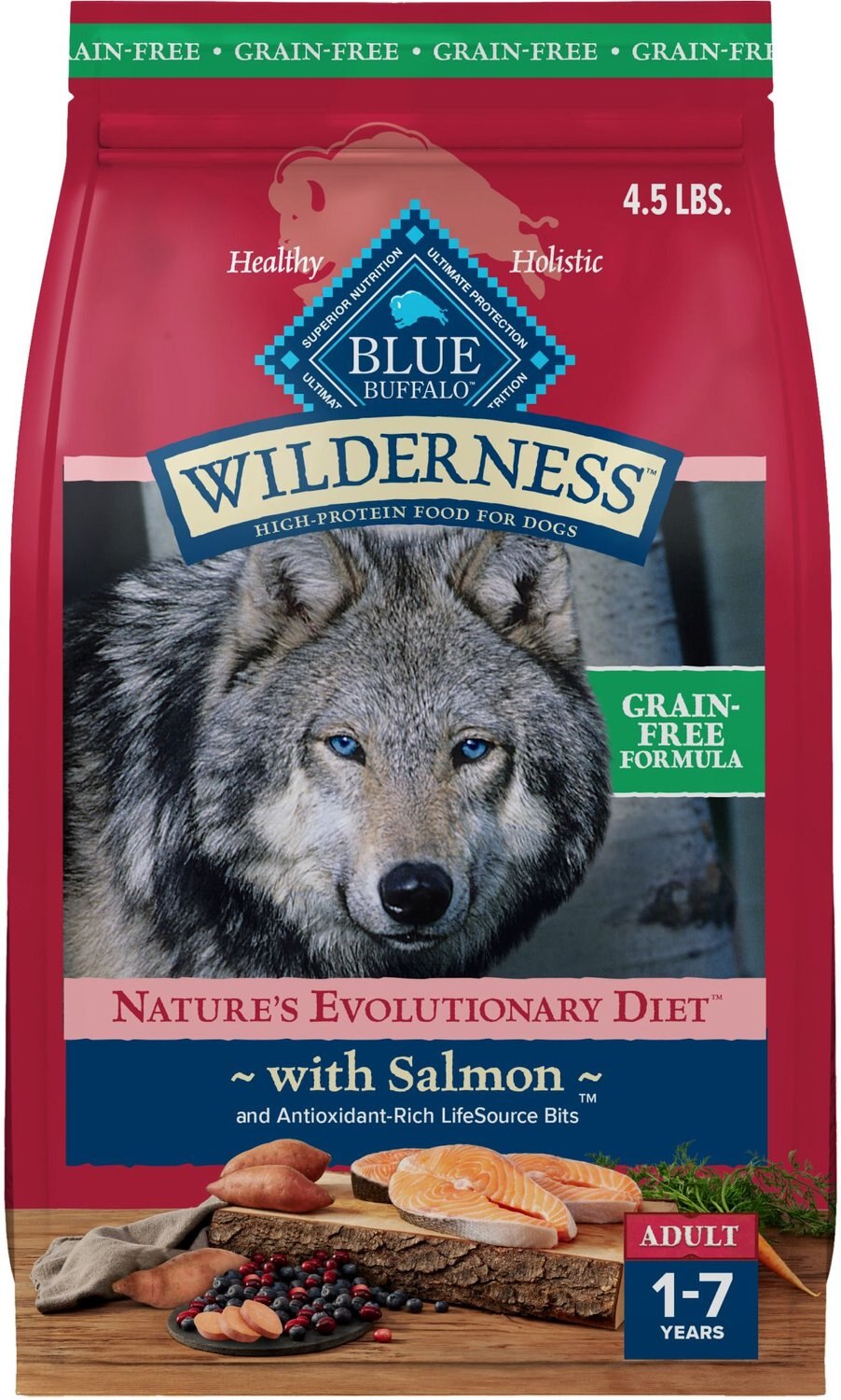 BLUE BUFFALO Wilderness Salmon Recipe Grain-Free Dry Dog Food, 4.5-lb ...