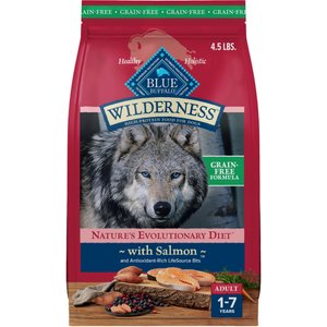 BLUE BUFFALO Wilderness Salmon Recipe Adult High Protein Grain Free Dry Dog Food 4.5 lb bag Chewy