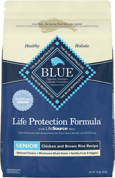 Blue Buffalo Life Protection Formula Senior Chicken & Brown Rice Recipe Dry Dog Food, 15-lb bag slide 1 of 10