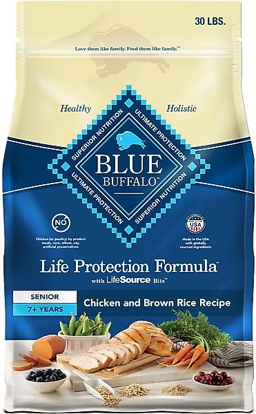 Blue Buffalo Life Protection Formula Senior Chicken & Brown Rice Recipe Dry Dog Food, 30-lb bag slide 1 of 10