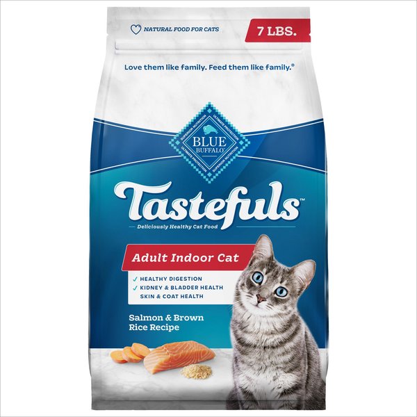 Blue Buffalo Tastefuls Indoor Natural Salmon & Brown Rice Adult Dry Cat Food, 7-lb bag slide 1 of 8
