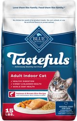 Blue Buffalo Tastefuls Indoor Natural Salmon & Brown Rice Adult Dry Cat Food, 15-lb bag