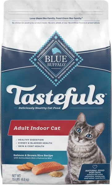 Blue Buffalo Tastefuls Indoor Natural Salmon & Brown Rice Adult Dry Cat Food, 15-lb bag slide 1 of 9