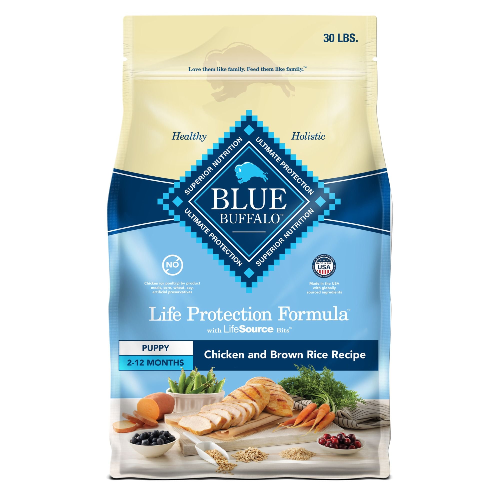 BLUE BUFFALO Life Protection Formula Puppy Chicken & Brown Rice Recipe ...