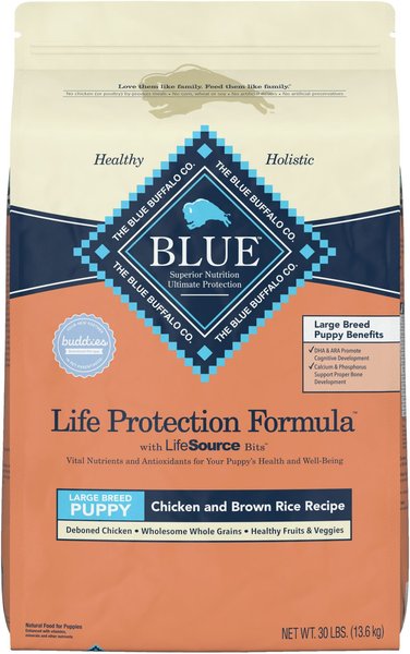 Blue Buffalo Life Protection Formula Large Breed Puppy Chicken & Brown Rice Recipe Dry Dog Food, 30-lb bag slide 1 of 10