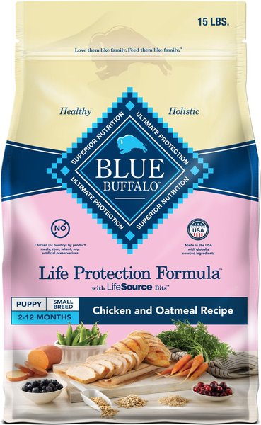 Blue Buffalo Life Protection Formula Small Breed Puppy Chicken & Oatmeal Recipe Dry Dog Food, 15-lb bag slide 1 of 10