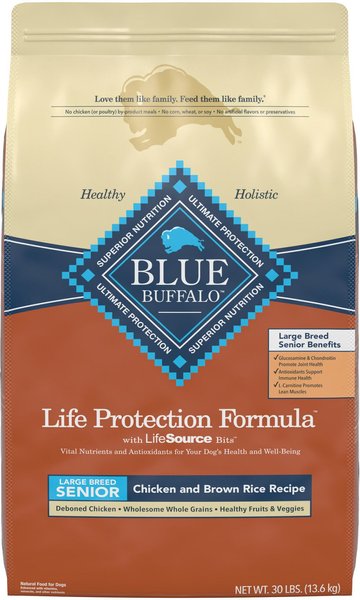 Blue Buffalo Life Protection Formula Large Breed Senior Chicken & Brown Rice Recipe Dry Dog Food, 30-lb bag slide 1 of 10