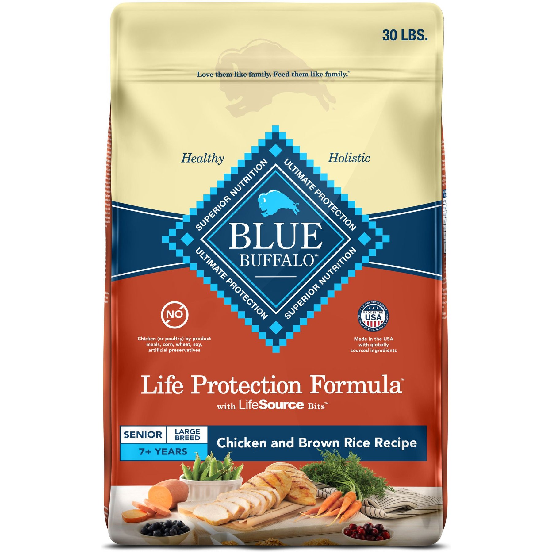 BLUE BUFFALO Life Protection Formula Large Breed Senior Chicken Brown Rice Recipe Dry Dog Food 34 lb bag Chewy