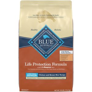 Blue Buffalo Life Protection Formula Large Breed Senior Chicken & Brown Rice Recipe Dry Dog Food, 30-lb bag