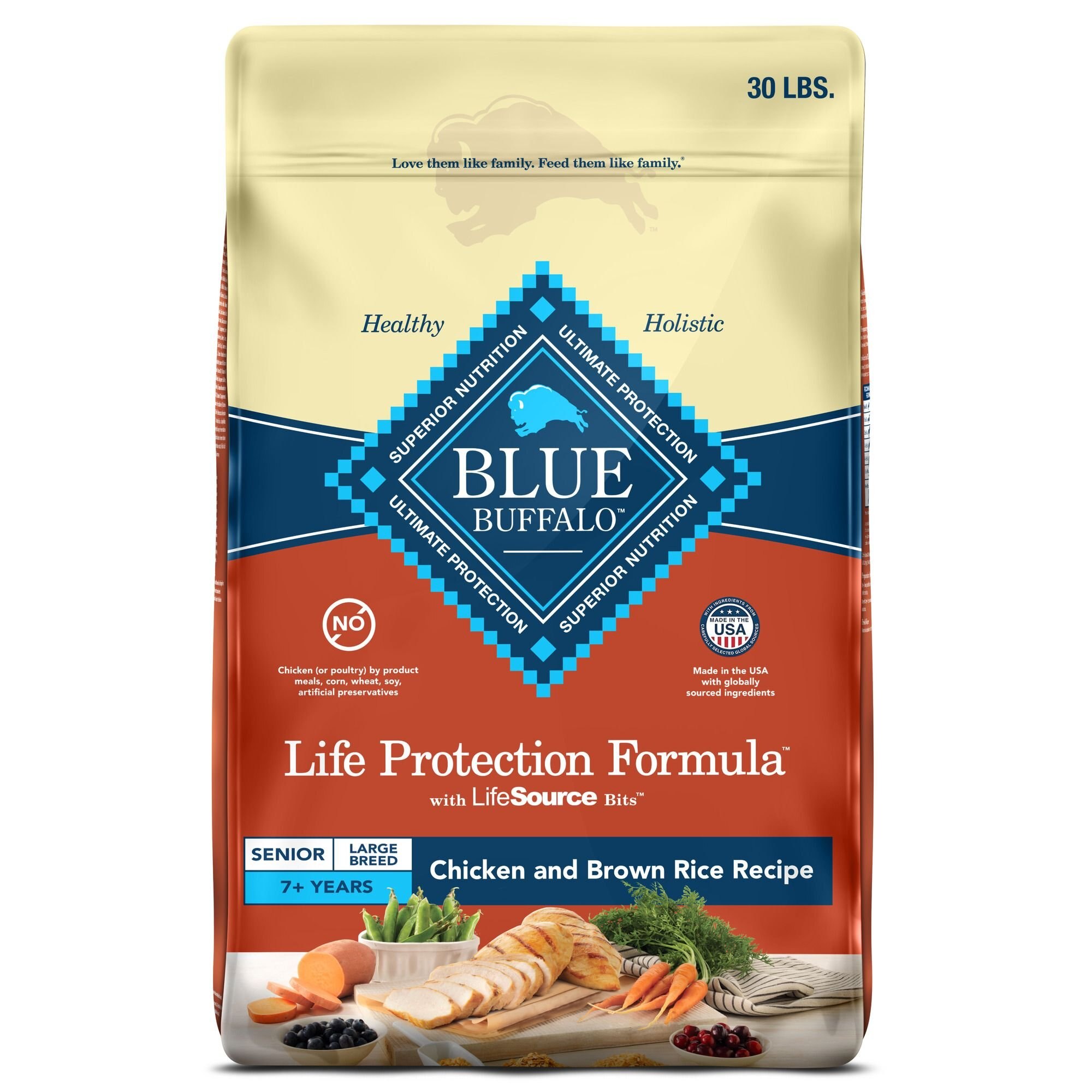 BLUE BUFFALO Life Protection Formula Large Breed Senior Chicken & Brown ...